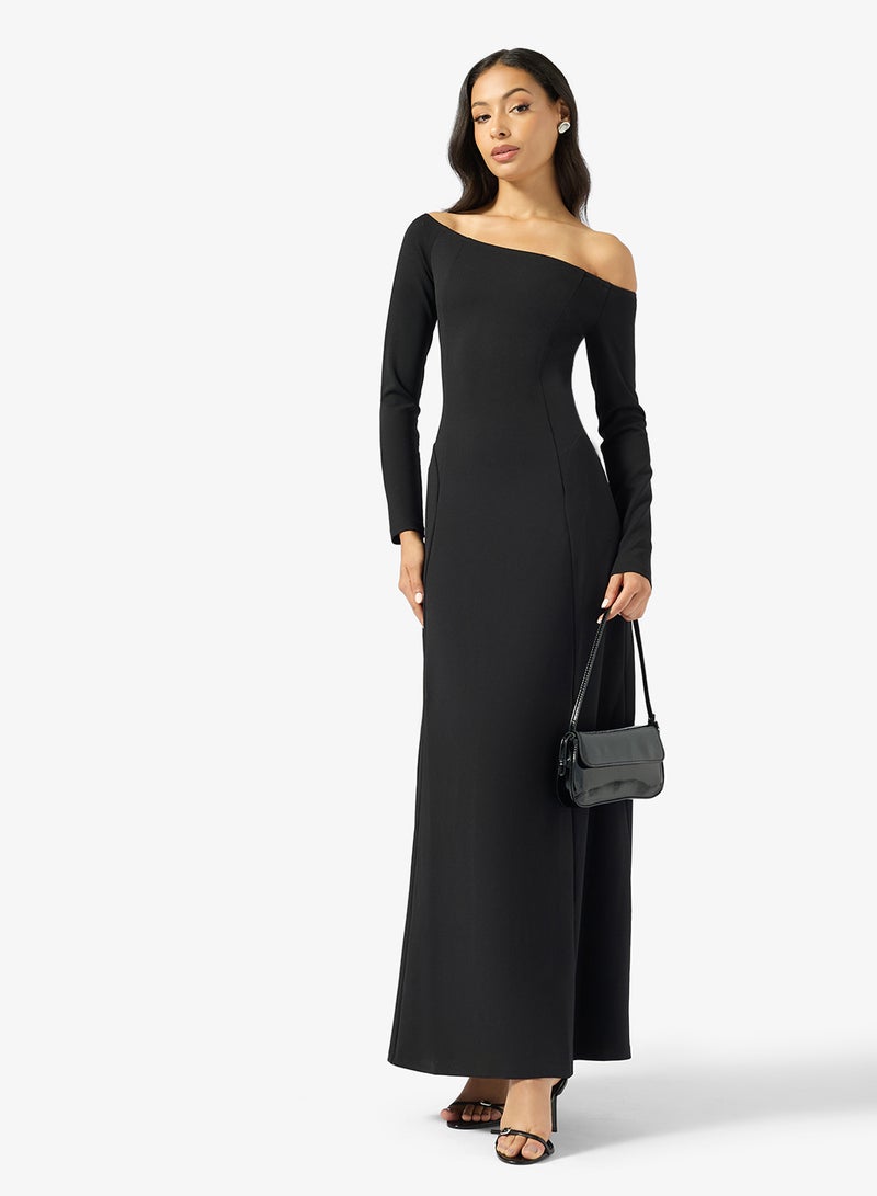 GUESS Evel Off Shoulder Long Sleeve Maxi Dress - Image 4